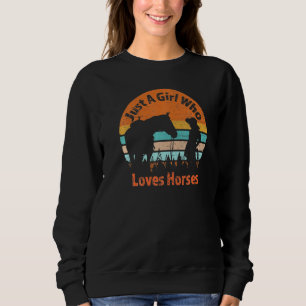 Sudadera Sólo una Chica que ama su caballo retro Sunset Sil
