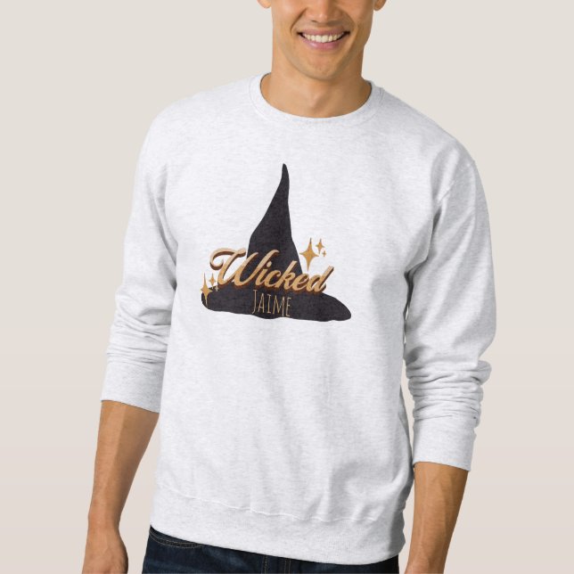 Sudadera Sombrero de Bruja Retro Nombre Malvado   (Anverso)