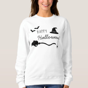 Sudadera Sombrero De Bruja Y Escoba Con Araña Y Murciélagos