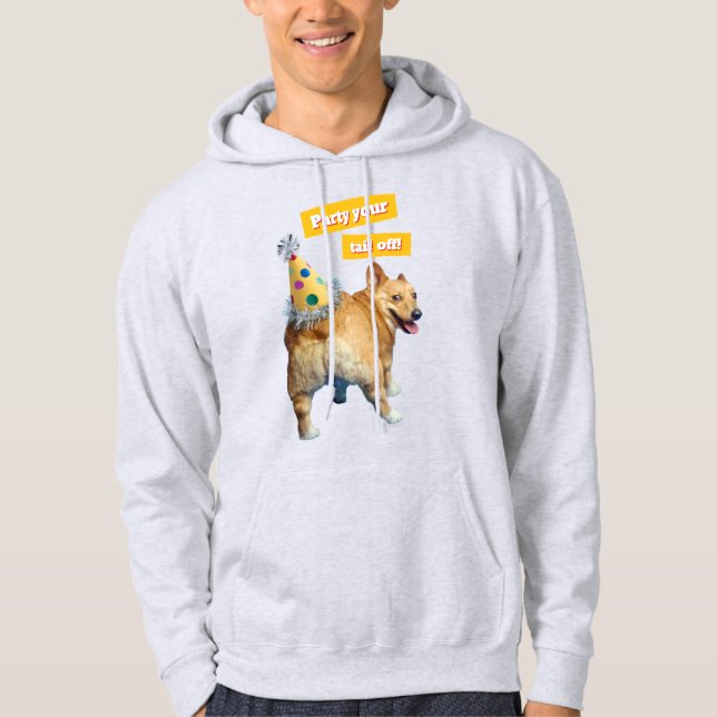 Sudadera Sombrero de cumpleaños para trasero de Corgi (Anverso)
