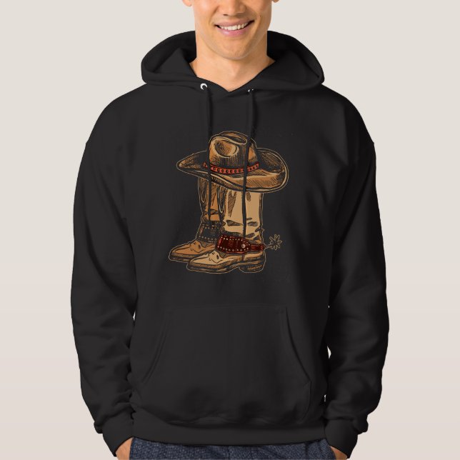 Sudadera Sombrero de montar toros Rodeo Botas de baile en l (Anverso)