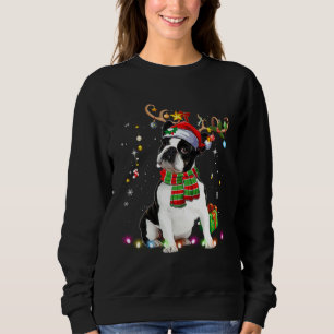 Sudadera Sombrero de Santa Claus Terrier de Boston Reno Árb