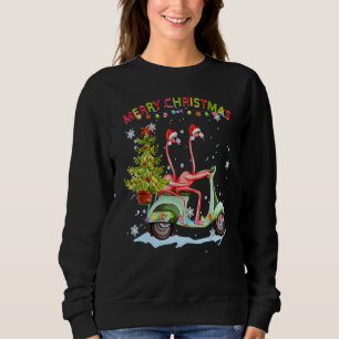 Sudadera Sombrero de Santa Flamingo Motocicleta Flamingo Ro