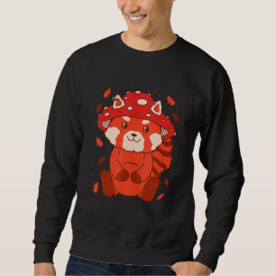Sudadera Sombrero de Seta de Oso Otoño Gato Oso Panda Rojo