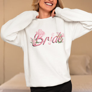 Sudadera Sombrero de vaquero rosa con flores Novia 