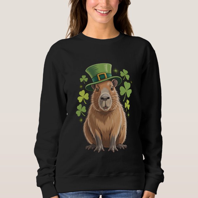 Sudadera Sombrero Lucky Capybara Leprechaun Cute St Patrick (Anverso)