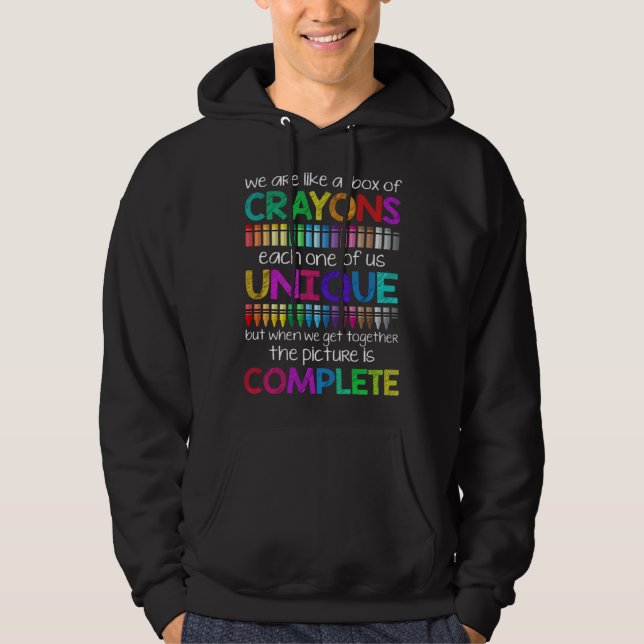 Sudadera Somos como una caja de crayones maestros de vuelta (Anverso)