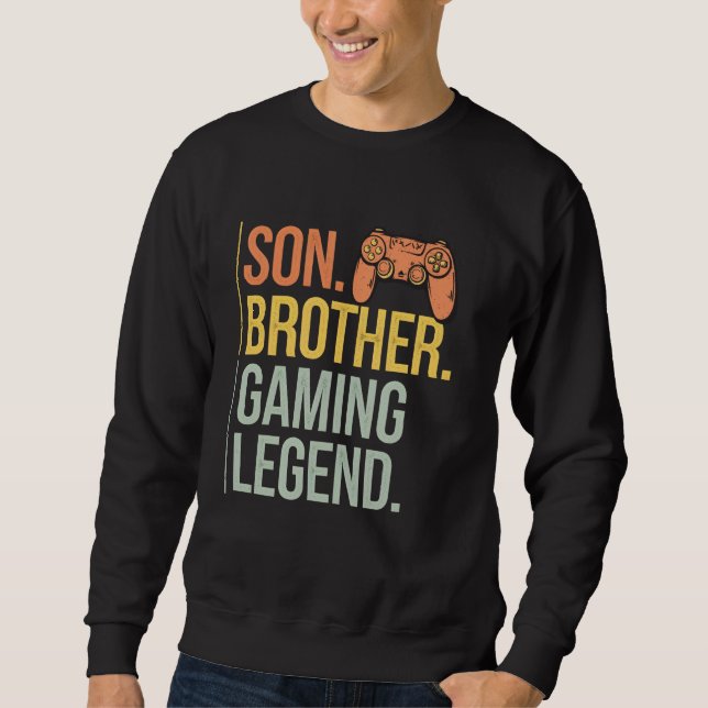 Sudadera Son Brother Gaming Legend Retro Gamer Boys Kids Me (Anverso)