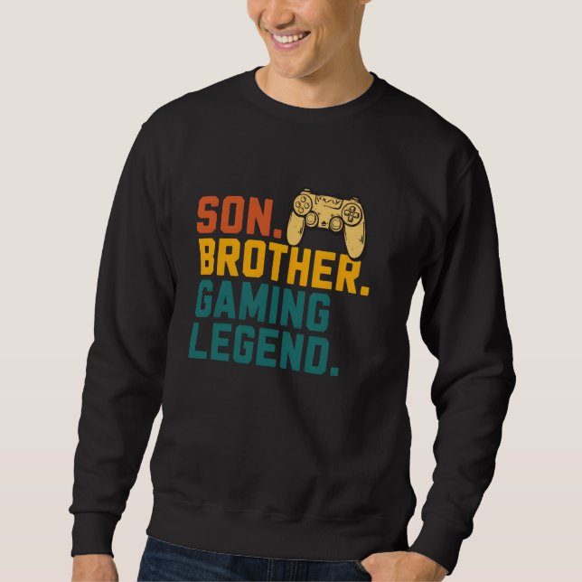 Sudadera Son Brother Gaming Legend Retro Gamer Boys Kids Me (Anverso)