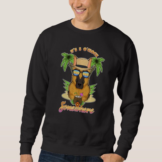 Sudadera Son Las 5 En Algún Lugar Beber Pastor Alemán (Anverso)