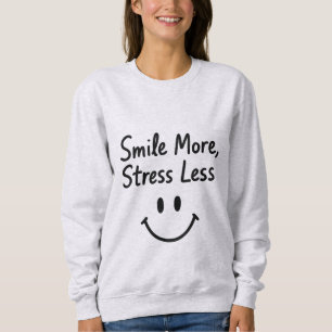 Sudadera Sonría más, estrés menos diseño de garabatos