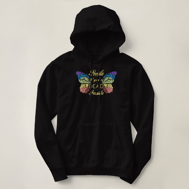 Sudadera Sonríe si estás muerto dentro de la depresión mari (Diseño del anverso)
