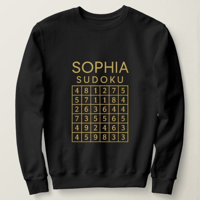 Sudadera SOPHIA Sudoku Puzzle – Golden Grid Tee (Anverso del diseño)