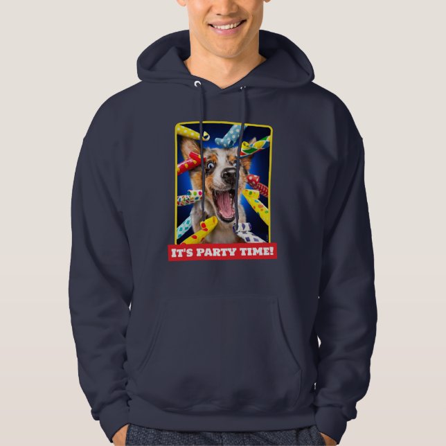 Sudadera Sopladores de fiesta para perros felices (Anverso)