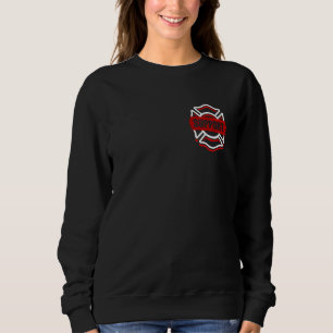 Sudadera Soporte para bomberos Línea Roja Tshirt Front & Ba
