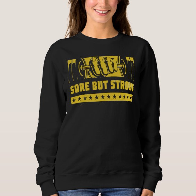 Sudadera Sore but Strong Workout Humor Gym Fitness Sayings (Anverso)