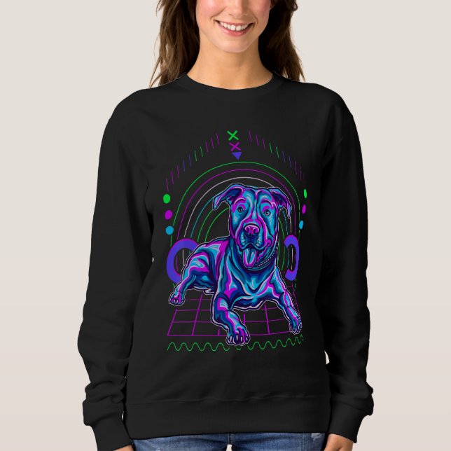 Sudadera Sorprendente Pintura De Pitbull Sentando Perros De (Anverso)