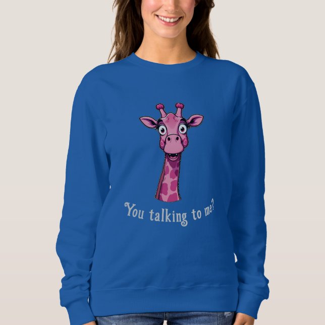 Sudadera Sorprendida jirafa rosa dulce (Anverso)