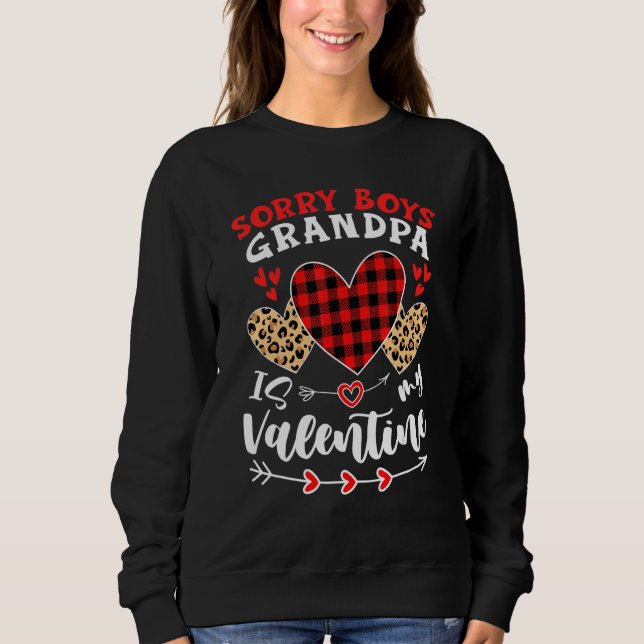 Sudadera Sorry Boys Grandpa Is My Valentine Hearts Leopard  (Anverso)