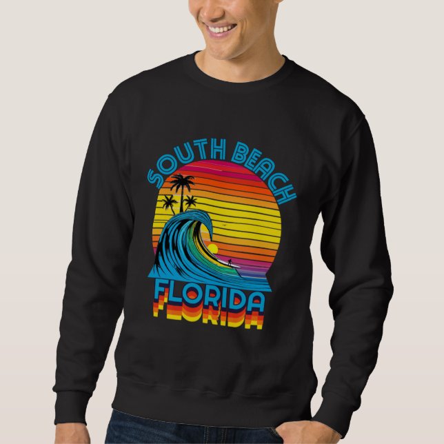Sudadera South Beach Florida Retro Throwback Surf & Beach S (Anverso)