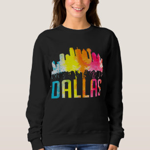 Sudadera Souvenir Dallas Texas Retro Watercolor Skyline