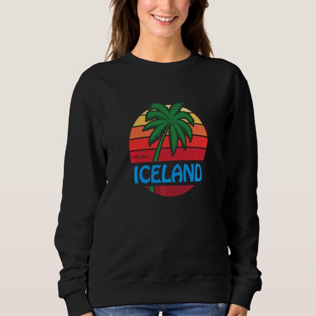 Sudadera Souvenir de playa de palmeras de verano de Islandi (Anverso)