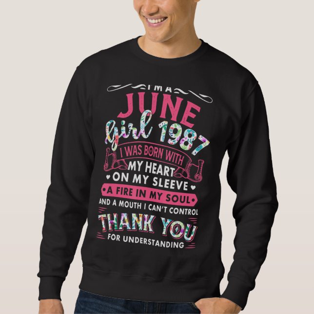 Sudadera Soy Chica de junio de 1987 35º regalo de cumpleaño (Anverso)