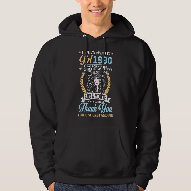 Sudadera Soy Chica de junio de 1990 Cumpleaños 32 años Grac (Anverso)