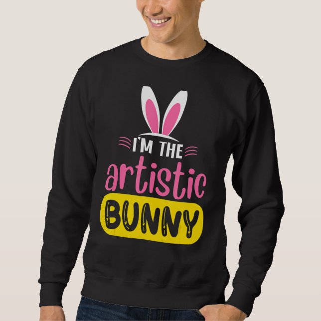 Sudadera Soy el artístico conejo de conejo de orejas de hue (Anverso)