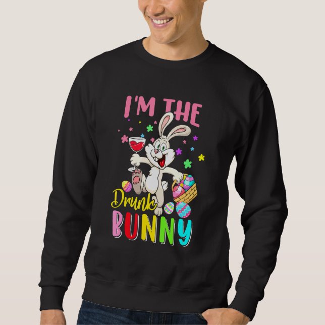Sudadera Soy el conejito ebrio bebo sabor a vino (Anverso)