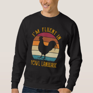 Sudadera Soy fluido en el lenguaje aviar retro gallo puesta