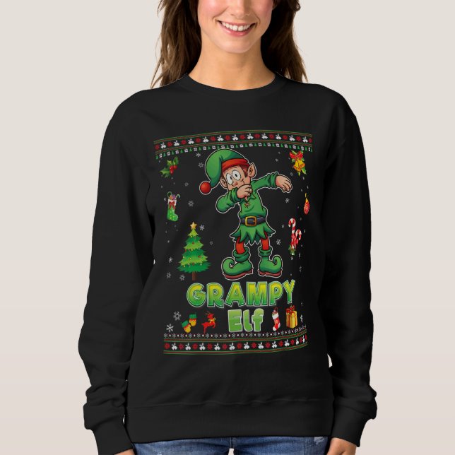 Sudadera Soy la familia de Elf Dabbing Grampy Feliz Navidad (Anverso)