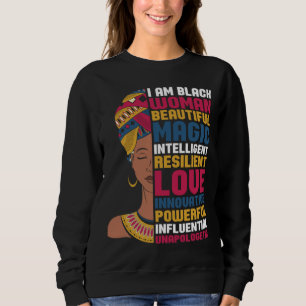 Sudadera Soy Mujer Negra Hermosa Magia Inteligente Negro