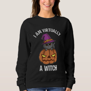 Sudadera Soy Prácticamente Una Bruja Negra Gato Distancia S