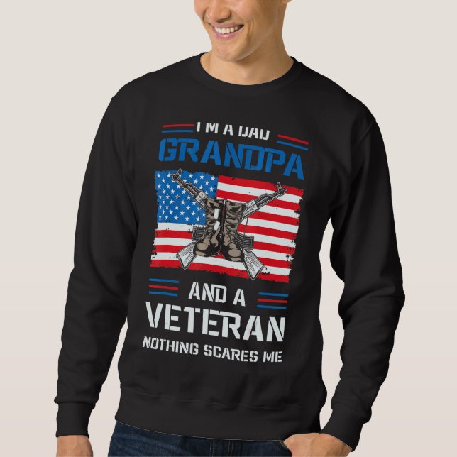 Sudadera Soy un abuelo de papá y una veterana bandera de EE (Anverso)