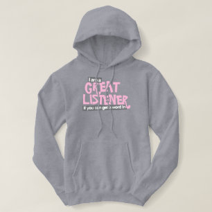Sudadera Soy un gran oyente, damas más tamaño rosa superior