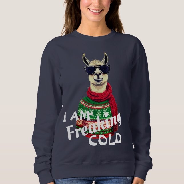 Sudadera Soy un maldito sudadero frío - Navidades de llama  (Anverso)