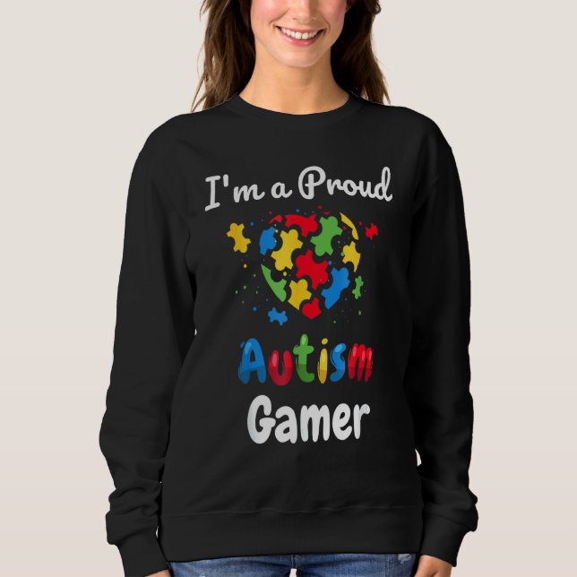 Sudadera Soy un orgulloso autismo gamer divertido corazón j (Anverso)