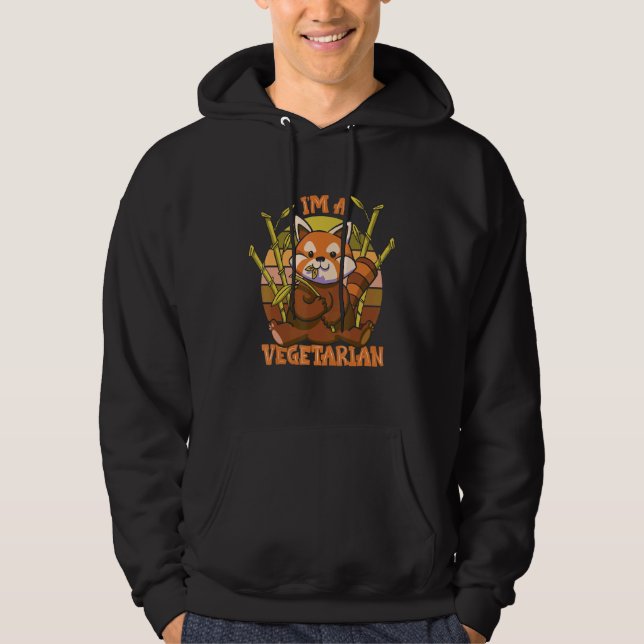 Sudadera Soy un vegetariano Cute Rojo Panda Vegan (Anverso)