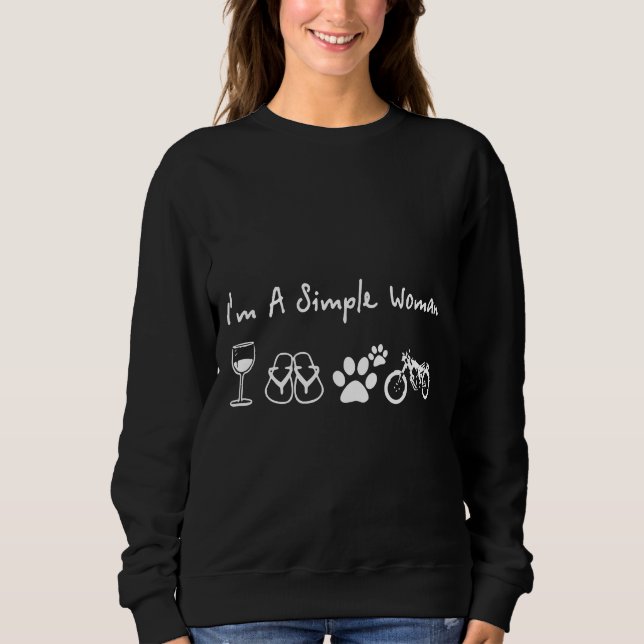Sudadera Soy Una Simple Mujer Que Bebe Vino Moto De Pie De  (Anverso)