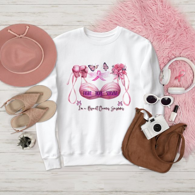 Sudadera Soy una sobreviviente de cáncer de mama Cinta rosa (Subido por el creador)