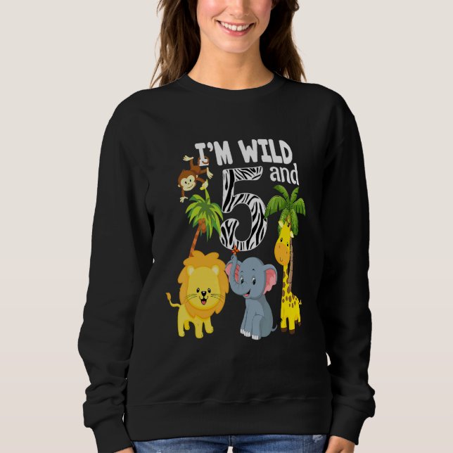 Sudadera Soy Wild Y 5 Zoo Theme Bday Safari Jungle Animal (Anverso)