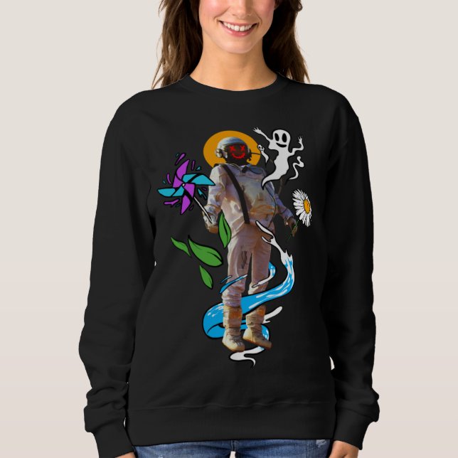 Sudadera Space astronaut ghosts flower (Anverso)