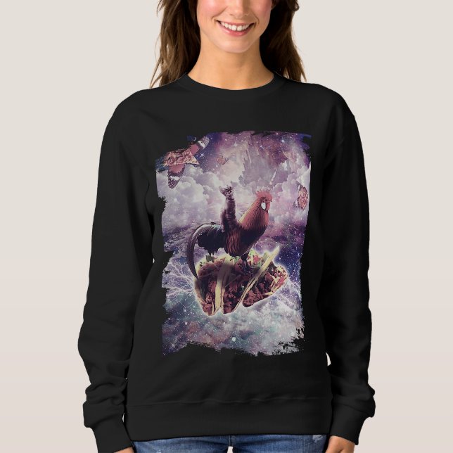 Sudadera Space Cat Riding Chicken Unicorn  Pizza & Taco (Anverso)