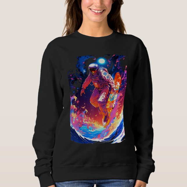 Sudadera Spacer surfing the waves of an alien planet hangin (Anverso)