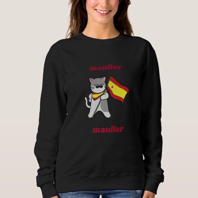 Sudadera Spain Flag Maullar Maullar for Cat Lovers Premium (Anverso)