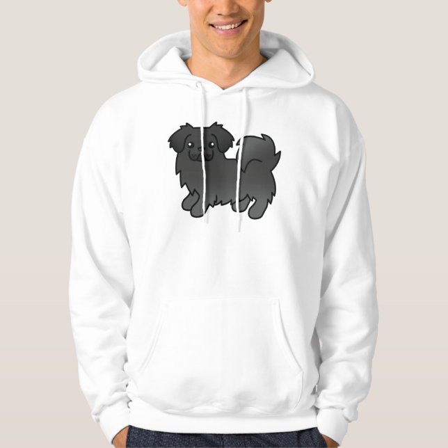 Sudadera Spaniel Tibetano Negro Perro De Dibujos Animados L (Anverso)