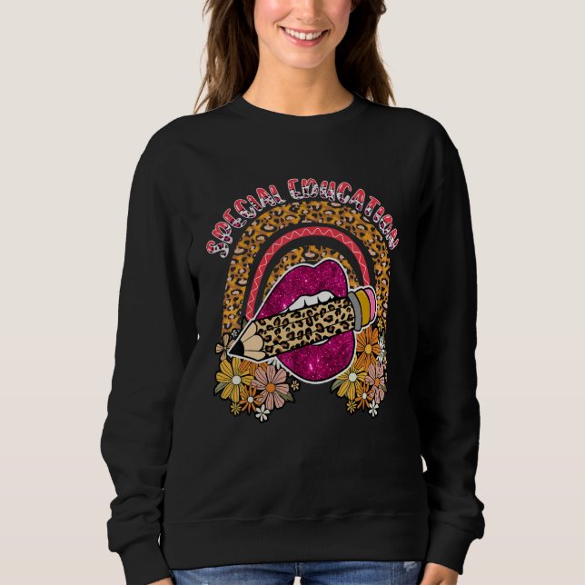 Sudadera Special Education Floral Cute Lips Leopard Pencil  (Anverso)