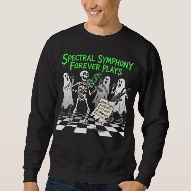 Sudadera Spectral Symphony Skeleton Band Spooky Art (Anverso)