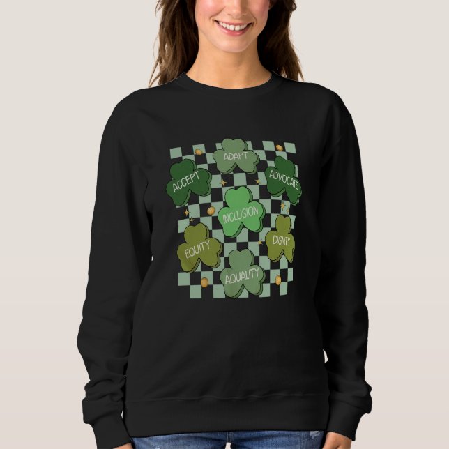 Sudadera Sped Teacher Patrick's Day Retro Groovy Shamrocks  (Anverso)
